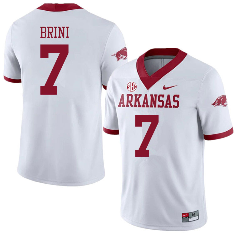 Men #7 Latavious Brini Arkansas Razorbacks College Football Jerseys Sale-Alternate White - Click Image to Close